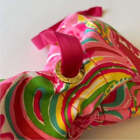 Lilly Pulitzer Wine Beverage Bottle Pink Case Drawstring Carrier Bag For Gifting - Picture 4 of 5